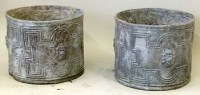 Lot 853 - Pair of cast lead cylindrical planters