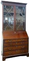 Lot 895 - George III mahogany bureau bookcase
