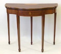 Lot 901 - Sheraton Revival mahogany and marquetry card table