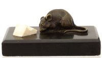 Lot 2 - Bronze and ivory study of a mouse with cheese
