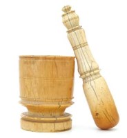 Lot 6 - Portuguese ivory spice mortar and pestle (2)