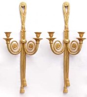 Lot 14 - Pair of gilt wall scones.
