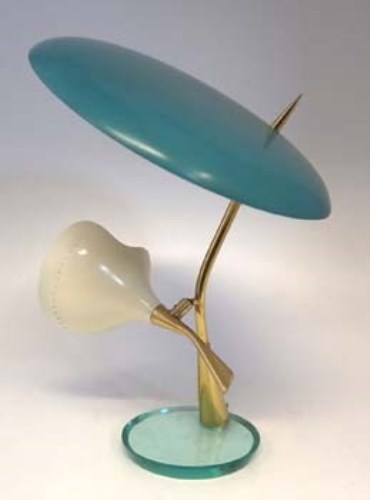 Lot 25 - 1950's blue enamel table lamp.