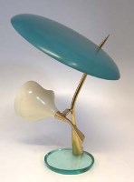 Lot 25 - 1950's blue enamel table lamp.