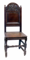 Lot 528 - 17th century oak Lancashire back stool