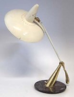 Lot 29 - 1950's table lamp,   with white enamel shade