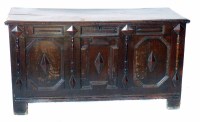 Lot 529 - 17th century oak three panel coffer