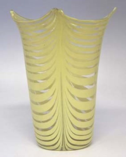 Lot 136 - Murano yellow stripe glass vase.
