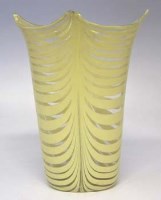 Lot 136 - Murano yellow stripe glass vase.