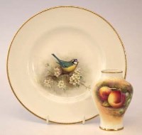 Lot 237 - Royal Worcester vase painted with fruit, and a