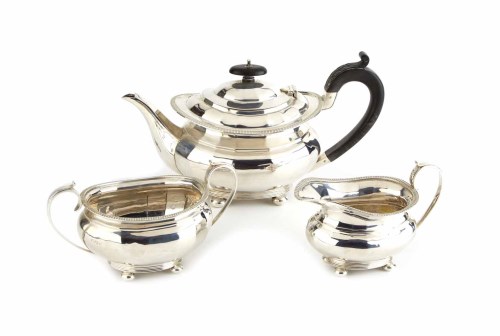 Lot 13 - 3 piece silver tea set by S Blanckensee & Son Ltd