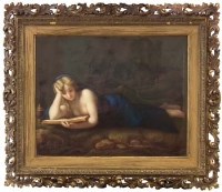 Lot 263 - KPM plaque lady reading in a forest.