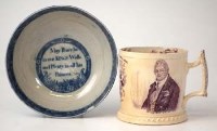 Lot 278 - Pearlware bowl and a commemorative mug