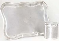 Lot 295 - Silver tray and cylindrical box.