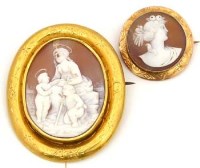 Lot 354 - Oval cameo brooch of the Madonna with Jesus and John and one other (2)