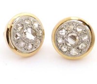 Lot 356 - Pair of circular diamond cluster earrings