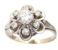 Lot 362 - French 18ct white gold and diamond floret cluster