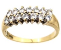 Lot 374 - 18ct gold ring set with fourteen diamonds in two