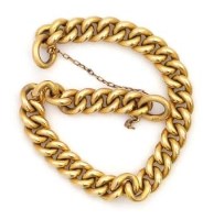 Lot 376 - 9ct gold flat curb bracelet