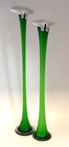 Lot 74 - Two large green glass Jack in the Pulpit type vases