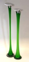 Lot 74 - Two large green glass Jack in the Pulpit type vases