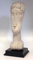 Lot 101 - Composition bust of a ladies head in the style of Modigliani