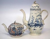 Lot 202 - Pearlware teapot and coffee pot probably Leeds