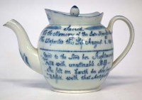 Lot 204 - Pearlware memorial teapot dated 1800