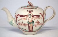 Lot 205 - Leeds creamware teapot circa 1780   painted in