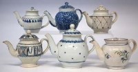 Lot 208 - Six ealry 19th century teapots   painted and