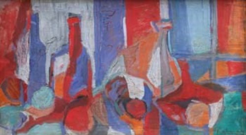 Lot 541 - Alfred Cohen, Still life with fruit, oil.