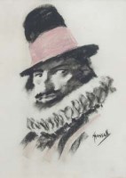 Lot 567 - John Hassall, Male portrait, chalks.
