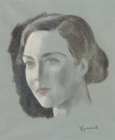 Lot 577 - Jacob Kramer, Portrait of a young lady, pastel.