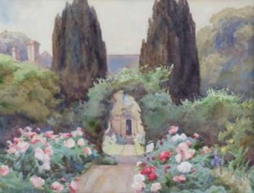 Lot 642 - Beatrice Parsons, Garden archway, watercolour.