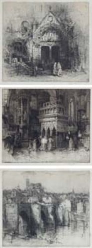 Lot 646 - Hedley Fitton, Cathedral interiors and others, signed etchings (3).