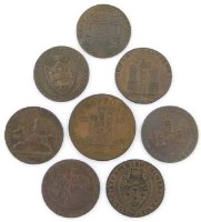 Lot 4 - Eight 18th century copper tokens.