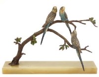 Lot 9 - Austrian cold painted budgerigar group.