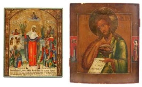 Lot 29 - Two wooden painted icons.