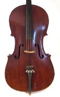 Lot 43 - German cello with bow and soft case.