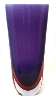 Lot 65 - Large Murano Sommerso glass vase designed by