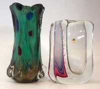 Lot 68 - Two Murano glass vases   one with pink and blue