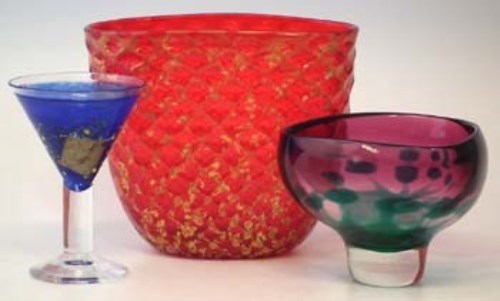 Lot 70 - Kosta Boda goblet and two vases