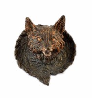 Lot 2 - A late Victorian cold cast bronze fox head inkstand