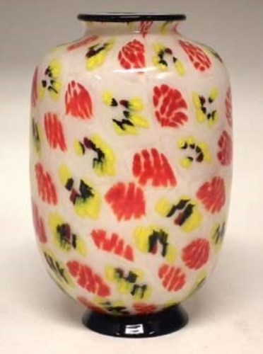 Lot 77 - Glass vase possibly A.V.E.M   with red, yellow