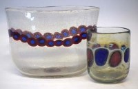 Lot 81 - Two art glass vases   both with blue and red