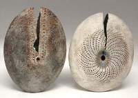 Lot 101 - Two Alan Wallwork vases   with dotted peacock eye
