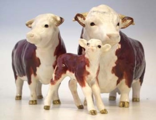 Lot 110 - Beswick Hereford cow set.