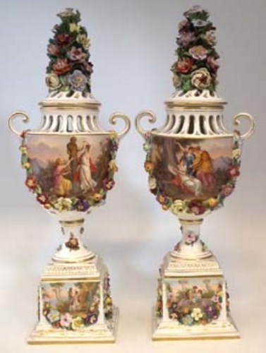 Lot 153 - Pair of Carl Thieme lidded vases