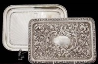 Lot 178 - Two silver dressing table trays.