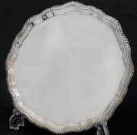 Lot 186 - Silver salver with a gadrooned rim.